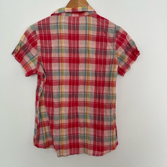 Woolrich pink Plaid short sleeves Button-Up Shirt size medium - Picture 3 of 5